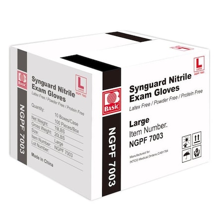 Zoro Select Disposable Gloves, Nitrile, Latex-Free, Powder-Free, Blue, L, 100 per box, 10PK NitrileLC